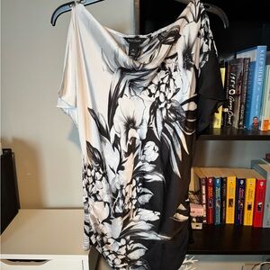 Black and white floral blouse